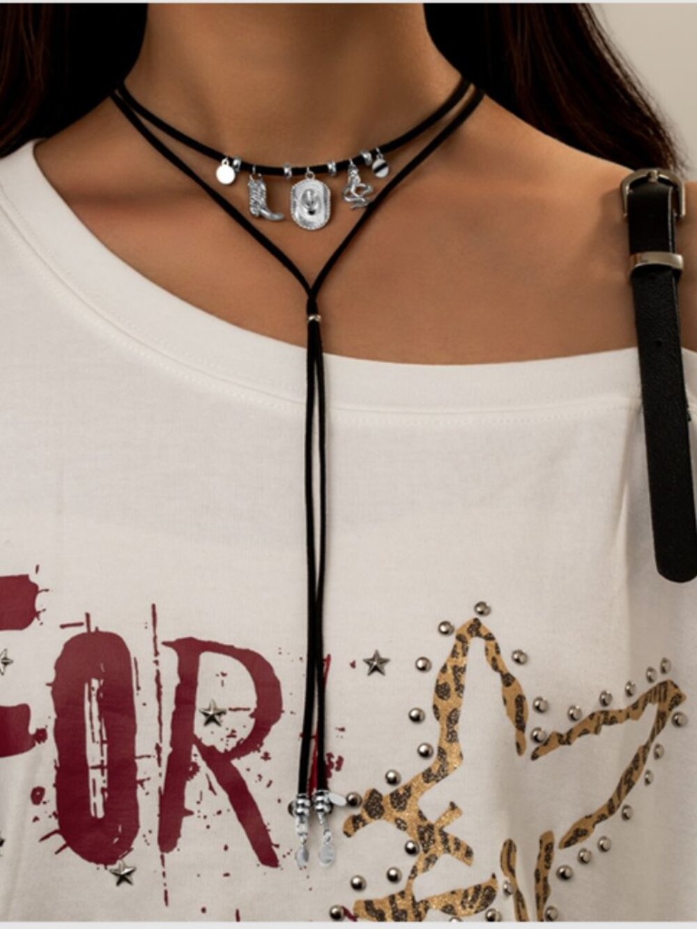 Free People Western Charm Layered Lariat Choker Necklace